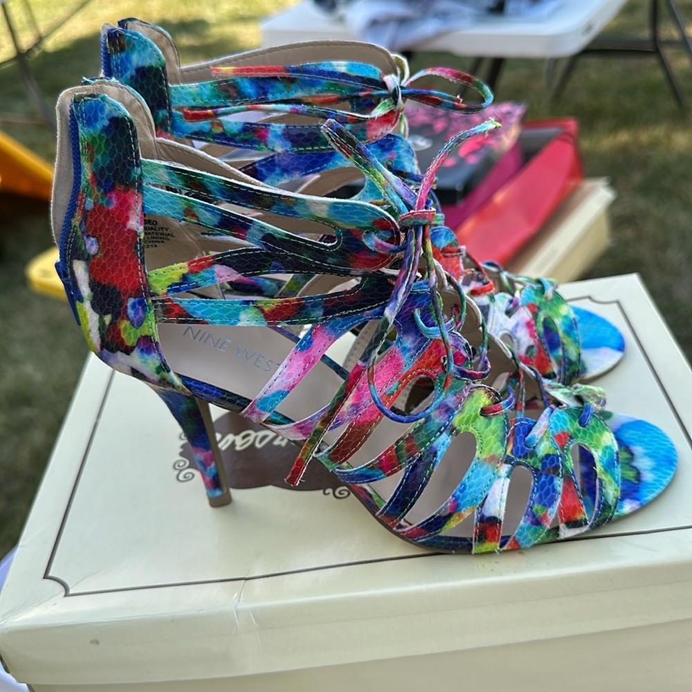 Multi color strappy sandals